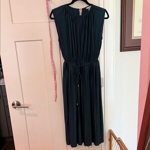 H&M Dark Teal Pleated Midi Dress